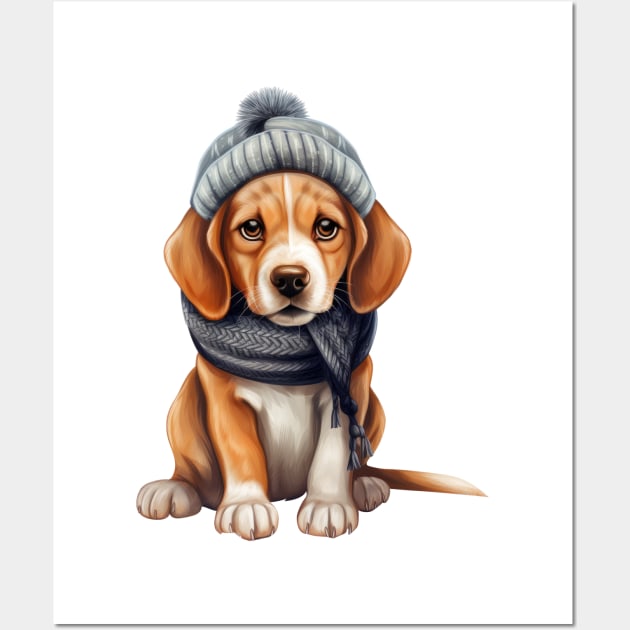 Winter Beagle Dog Wall Art by Chromatic Fusion Studio